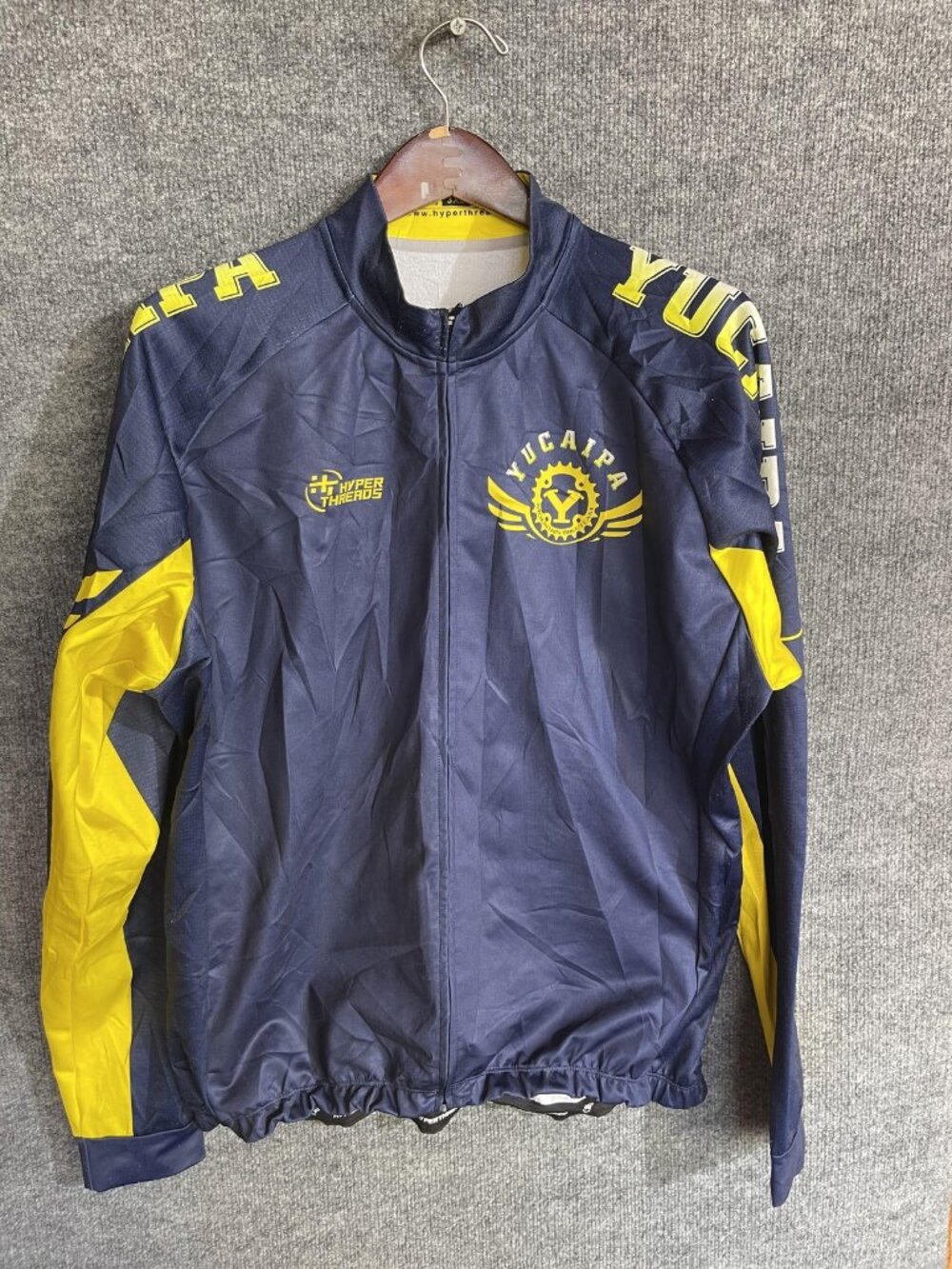 Hyperthreads Cycling Jacket Mens 3XL Blue Yucaipa MTB Full Zip Bike Pockets